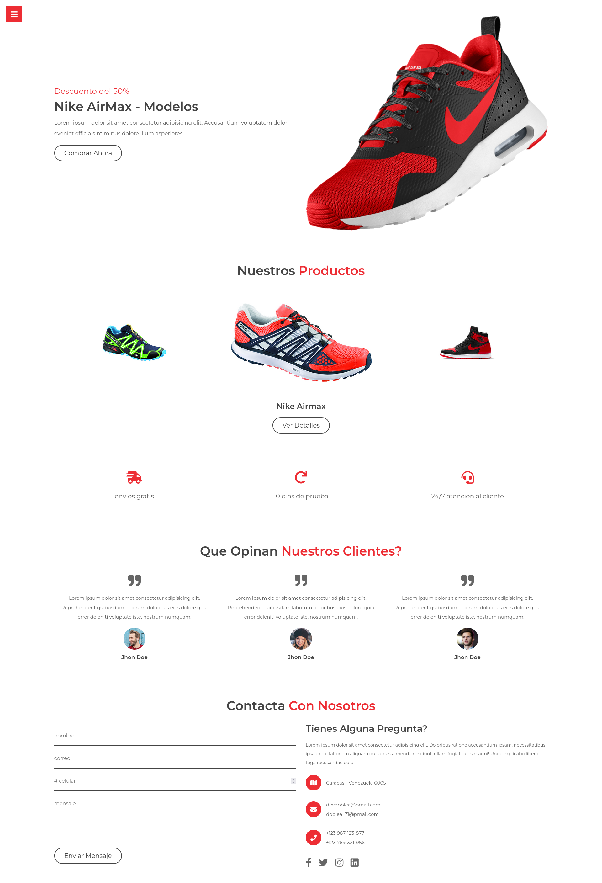 Shoe Landing Page Front-End